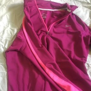 Nike running 1/4 zip with thumb hole cut outs